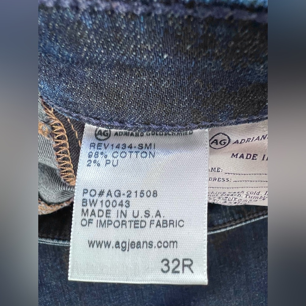 AG Prima Mid Rise Cigarette Jeans Slim Straight Dark Wash Sz 32 30 Inch Inseam - Picture 11 of 15